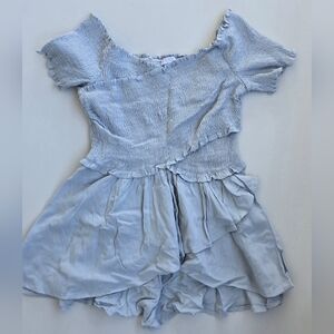 Venus Light Blue Smocked Top Flutter Sleeves Indie Romance Soft Girl Ethereal M